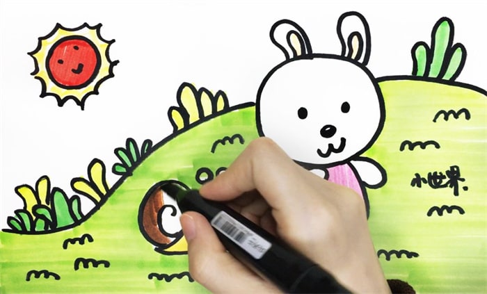 小白兔与小蜗牛儿童简笔画