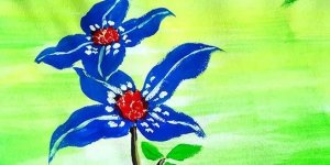 水粉画作品教程步骤《蓝色花朵》