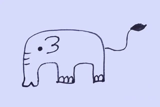 怎么教幼儿学画画：大象简笔画