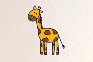 长颈鹿简笔画图片带颜色