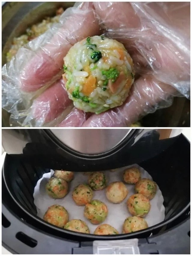 空气炸锅食谱西蓝花炸饭团的做法