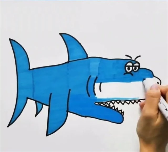 手指画大白鲨教程