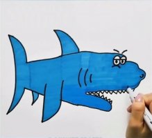 手指画大白鲨教程