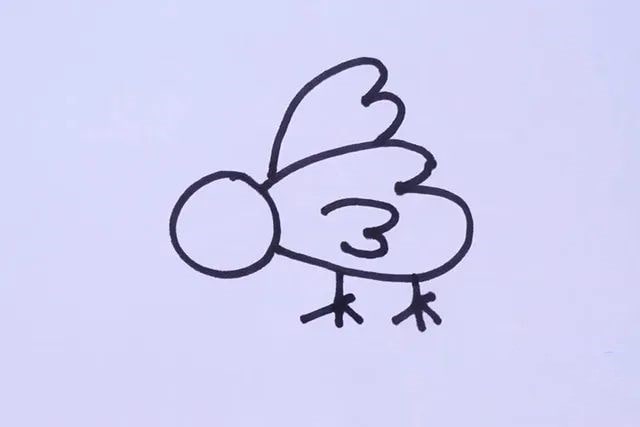 啄食的小鸡幼儿简笔画简单