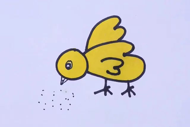啄食的小鸡幼儿简笔画简单