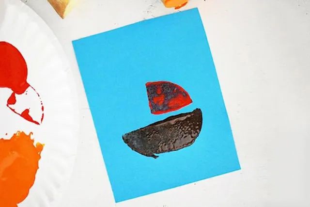 幼儿学画画：马铃薯印画帆船(步骤图解)