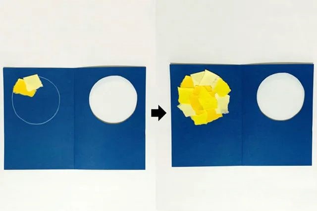 中秋节月亮手工制作：中秋圆月拼贴画