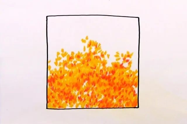 幼儿学画画：蜡笔画秋天的森林风景画