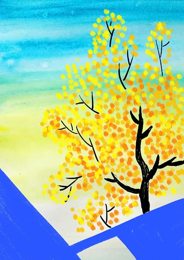 水粉风景画教程《金色的秋天》