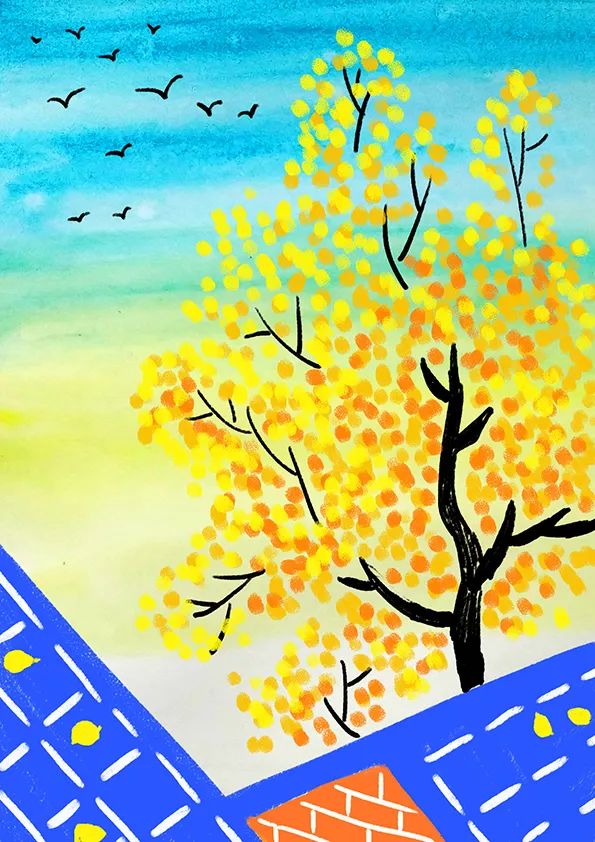 水粉风景画教程《金色的秋天》