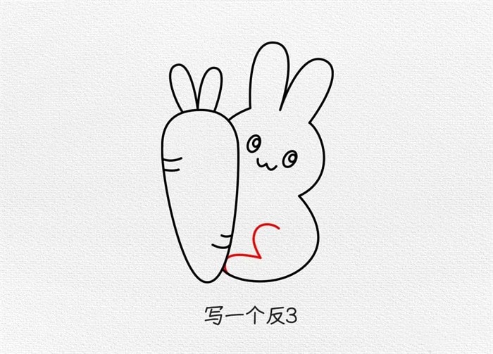 拔萝卜的小白兔简笔画步骤图片
