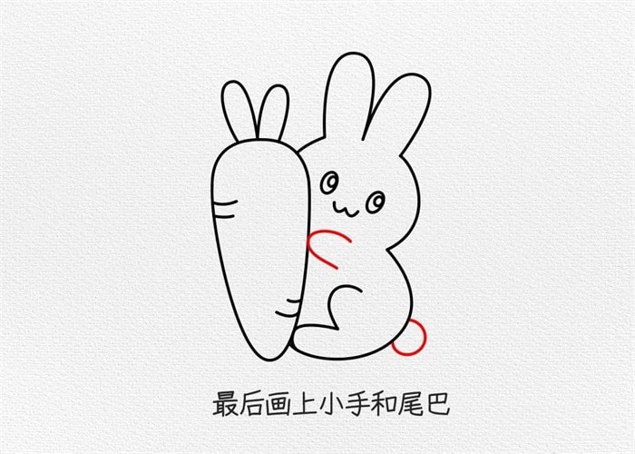 拔萝卜的小白兔简笔画步骤图片