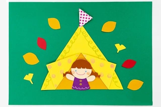 幼儿卡纸手工制作一个漂亮小帐篷
