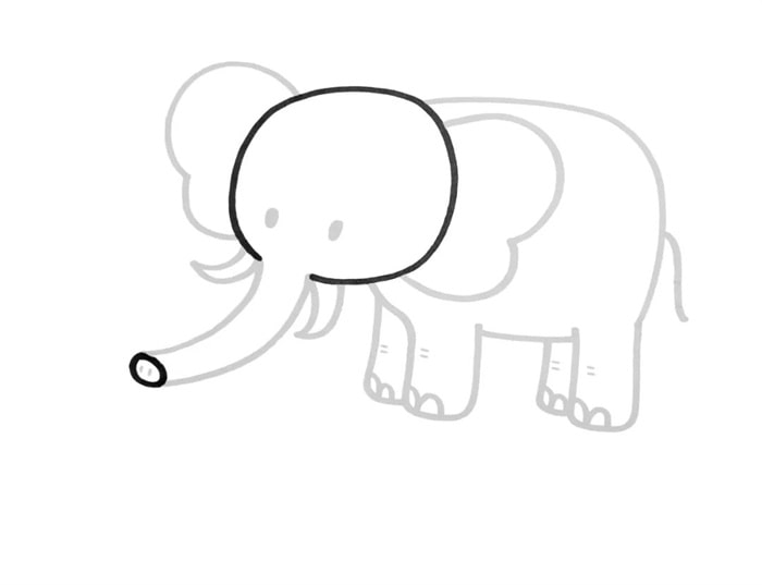 卡通大象简笔画教程图片