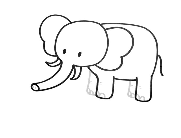 卡通大象简笔画教程图片