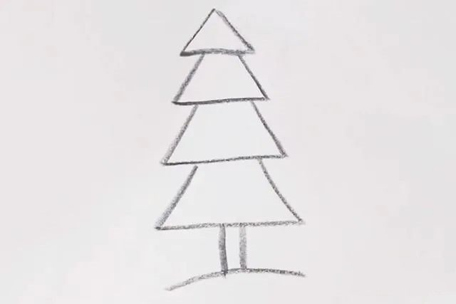 简单图形画5种不同形状的大树简笔画