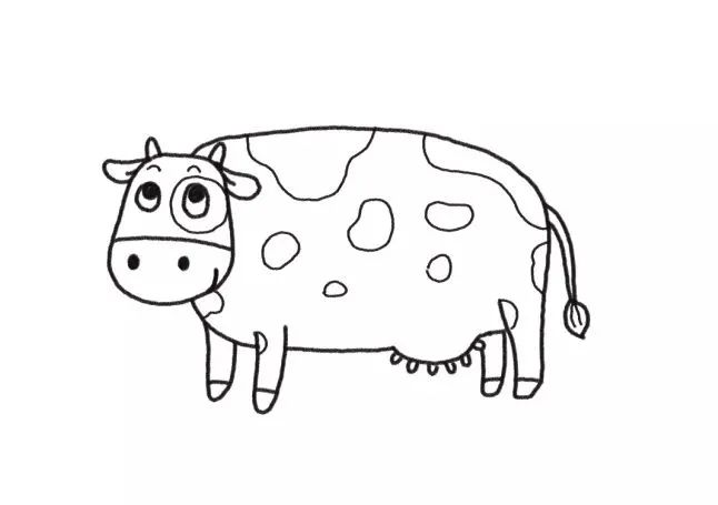 奶牛儿童简笔画教程
