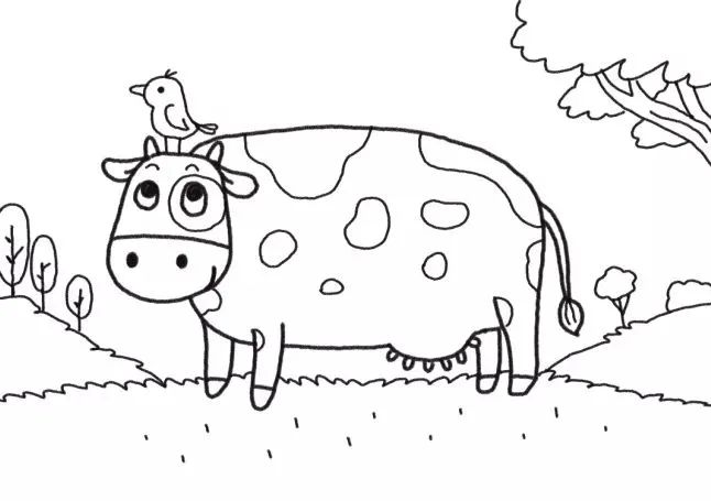 奶牛儿童简笔画教程