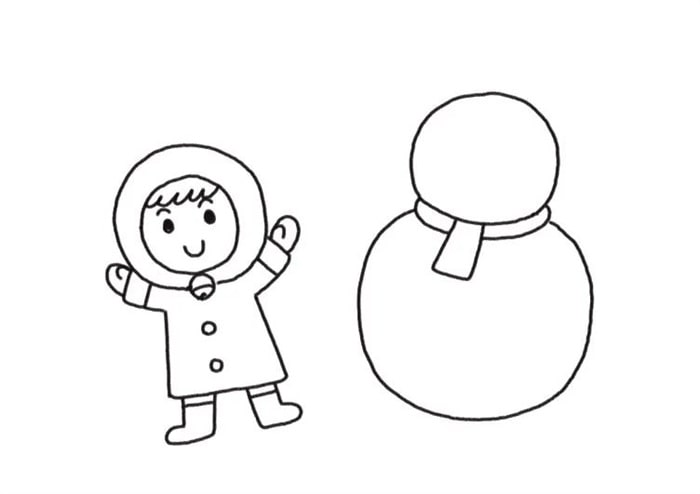 小朋友和雪人儿童简笔画教程