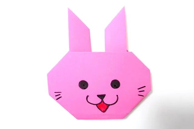 儿童折纸手工简单可爱兔子头装饰