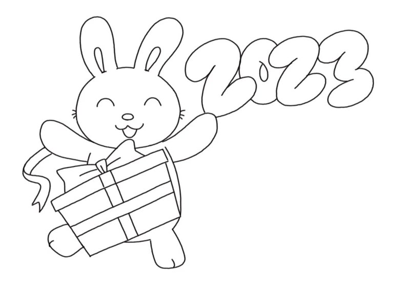 2023年兔子新年贺卡模板图片简笔画教程