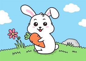 2023兔年抱着萝卜的小兔子简笔画图文教程