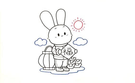 2023兔年送福儿童简笔画图文教程