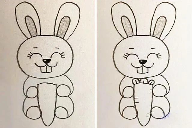 怎么画抱着胡萝卜的小兔子简笔画(步骤图解)