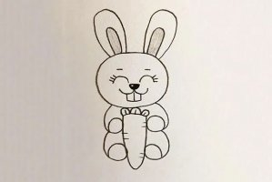 怎么画抱着胡萝卜的小兔子简笔画(步骤图解)