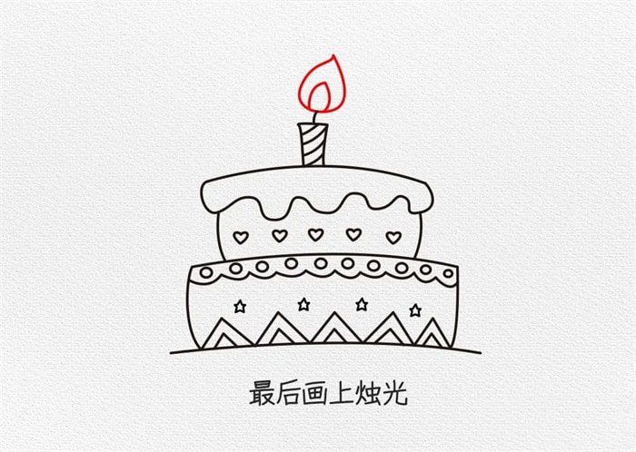 生日蛋糕简笔画图文步骤简单又漂亮