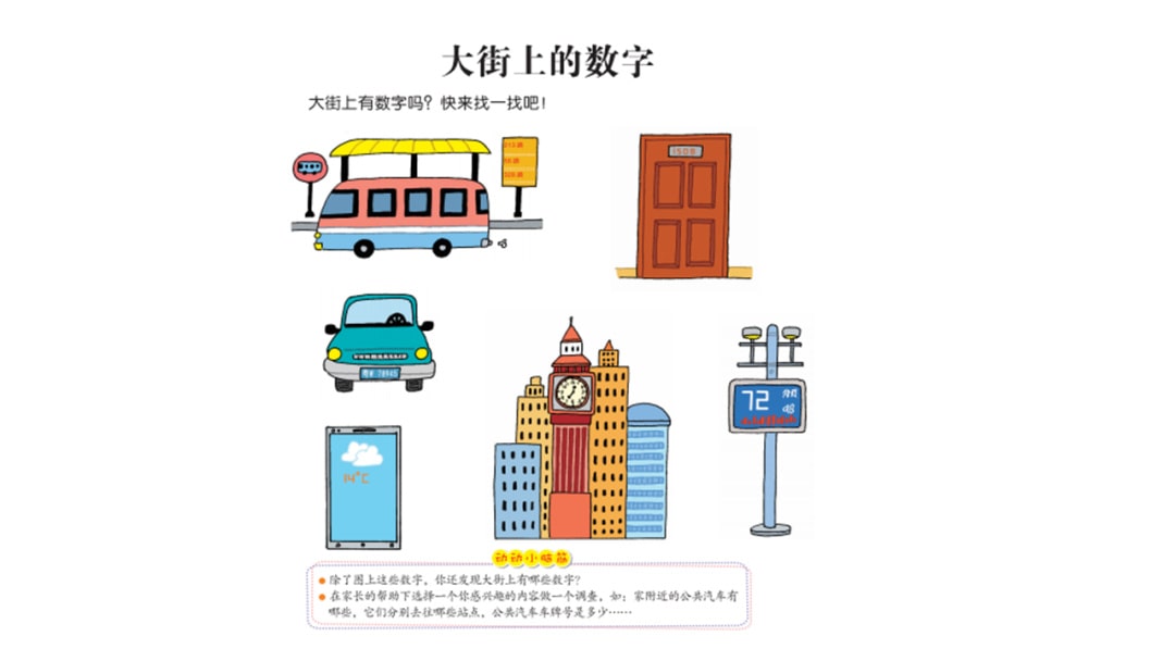 幼儿园中班社会教案：大街上的数字（含PPT课件图片）