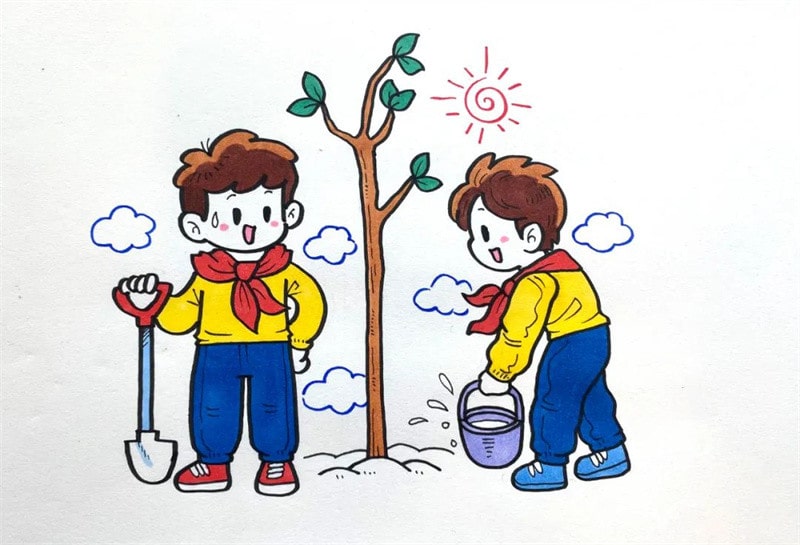 植树节儿童简笔画怎么画简单又漂亮