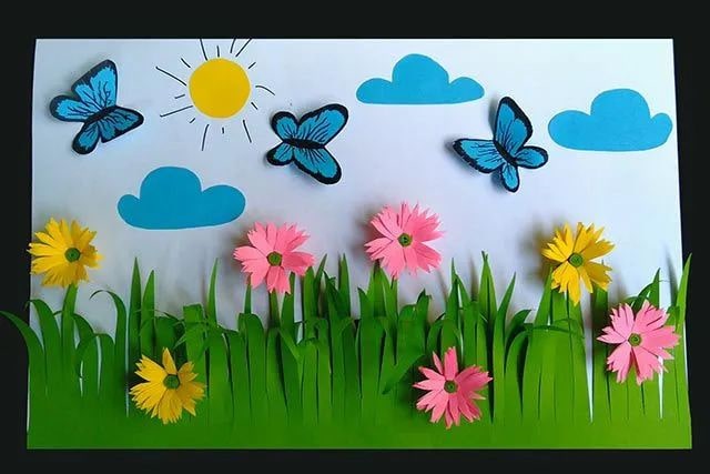 幼儿简单手工制作：纸贴画美丽的春天(步骤图解)