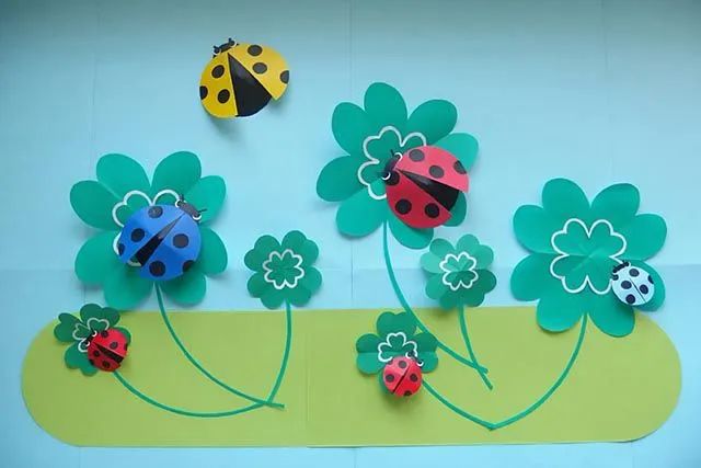 幼儿园春天主题墙面装饰：七星瓢虫剪贴画(步骤图解)