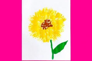 幼儿绘画：怎么用叉子印画向日葵(步骤图解)