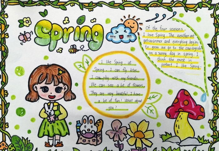 Spring主题英语手抄报图片
