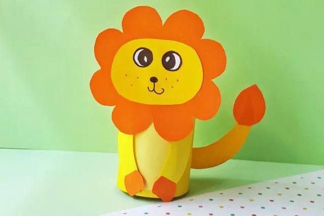 卫生纸筒废物利用手工制作狮子