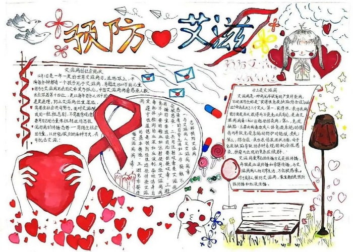 12月1日世界艾滋病日主题手抄报图片