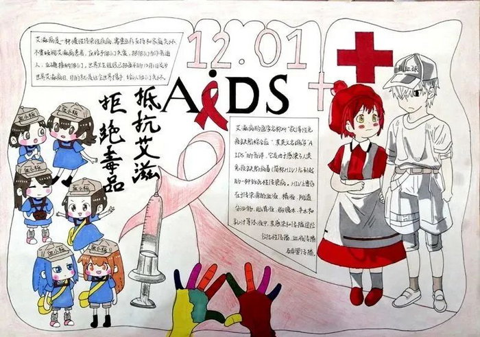 12月1日世界艾滋病日主题手抄报图片