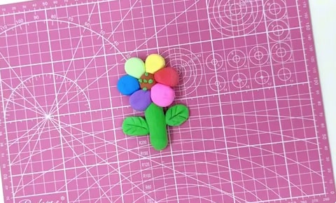 超轻粘土手工制作虹色的花教程