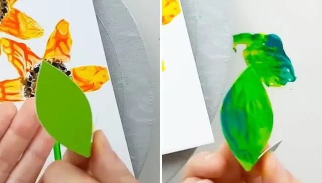 幼儿园创意印画：卫生纸筒印画向日葵
