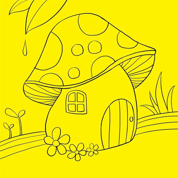 秋季儿童线描 少儿美术课程《蘑菇屋》