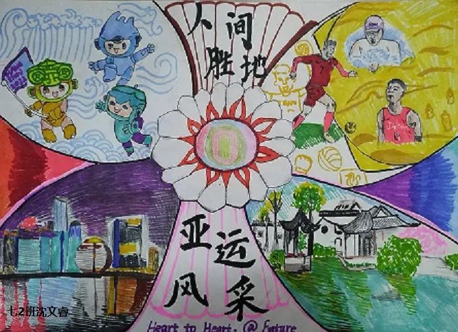 2023年迎亚运杭州亚运会绘画作品初中生