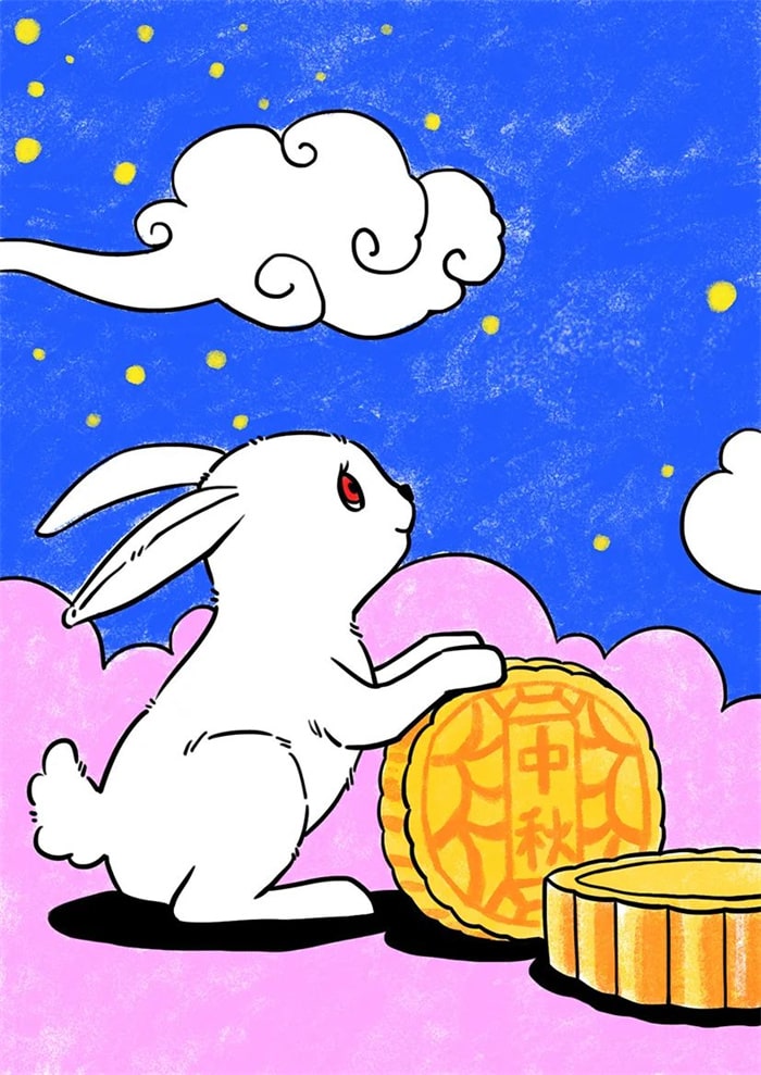 中秋主题少儿美术课程《玉兔望月》