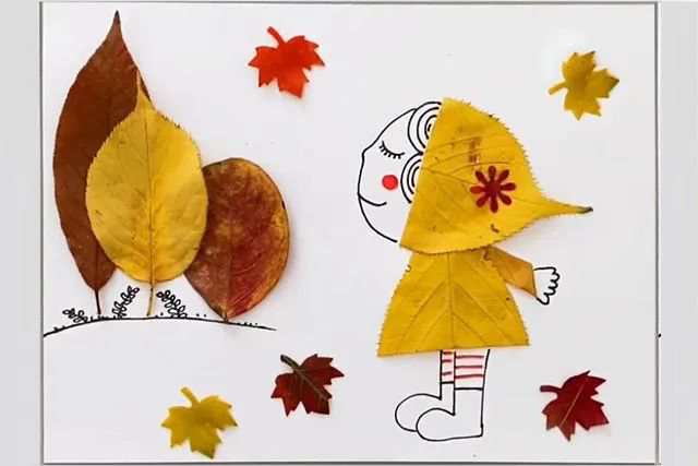 树叶手工制作一幅美丽的画：一叶知秋树叶贴画