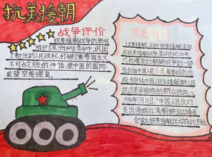 纪念中国人民解放军抗美援朝手抄报图片及内容