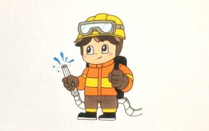 Q版卡通消防员简笔画教程图片
