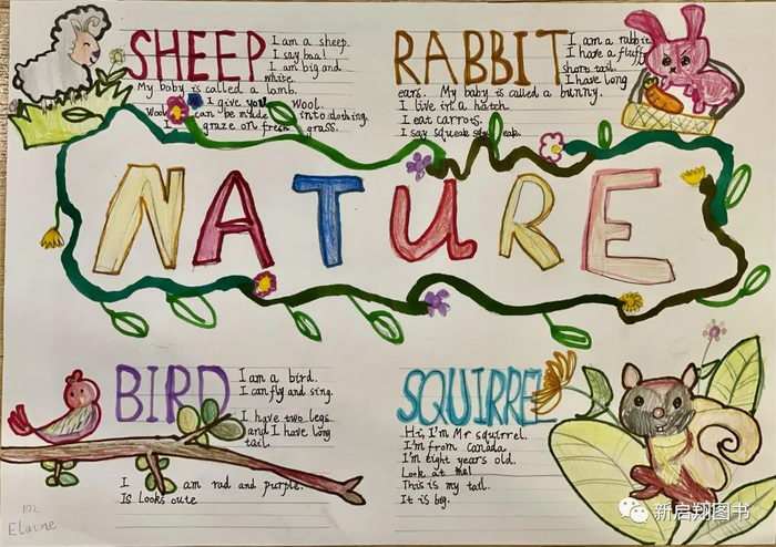 我爱大自然英语手抄报四年级简单