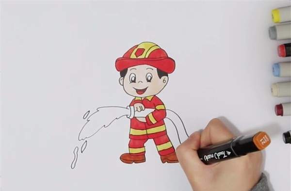 消防员简笔画图片步骤
