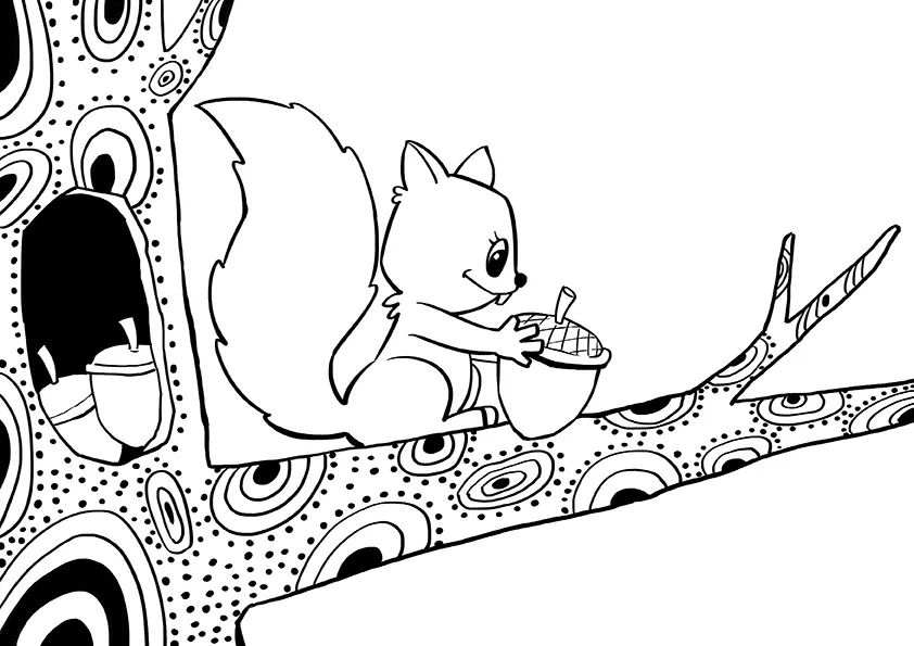 冬季题材少儿美术课程《初冬的小松鼠》